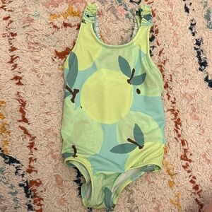 ✨5/$30✨Zara Mint Green Ruffled One-Piece Swimsuit with Lemon Print